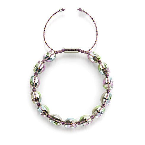 Elysian Waves | Iced Silver Skulls x Violet GloWeave | Macrame Bracelet